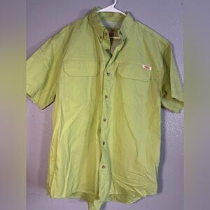 NEW-Men's-Berkley Vented Fishing Shirt-Green-Short Sleeve-Button Down-Size L